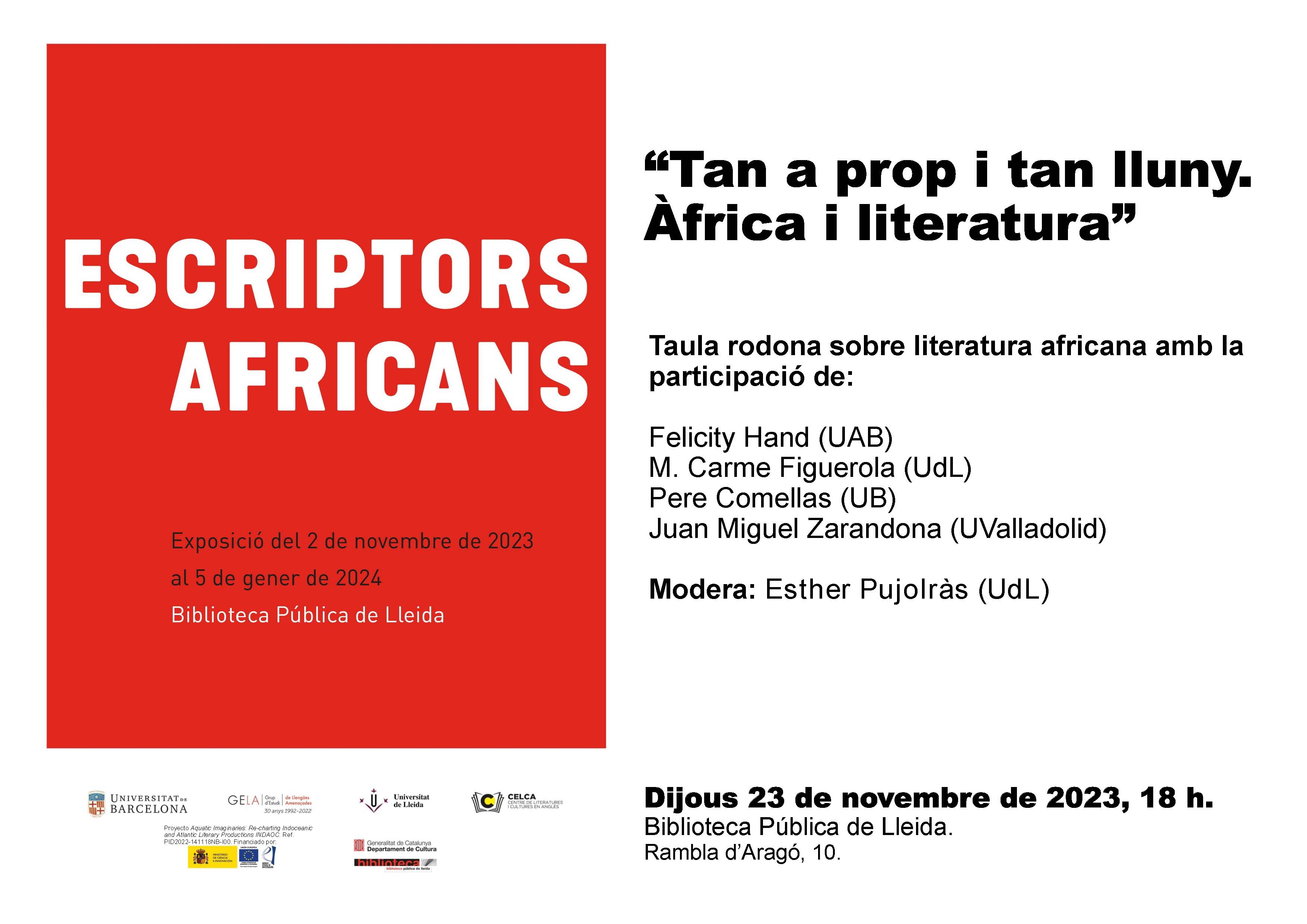 cartell taula rodona sobre literatura africana_23 nov 23